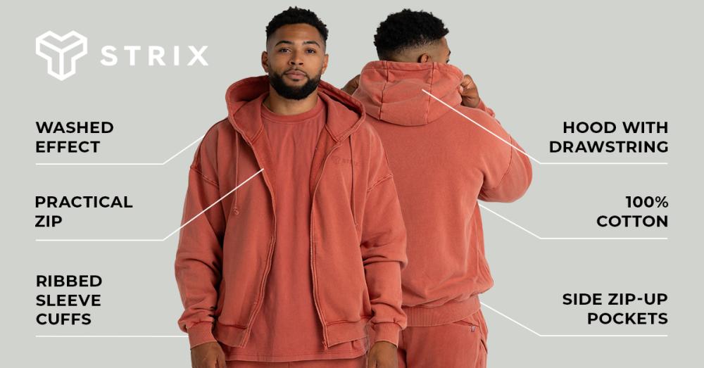 Gewassen Zip Hoodie Terra - STRIX