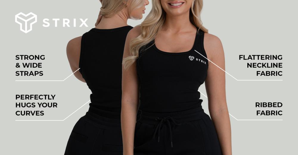 Women's Ribbed Tank Top Black - STRIX