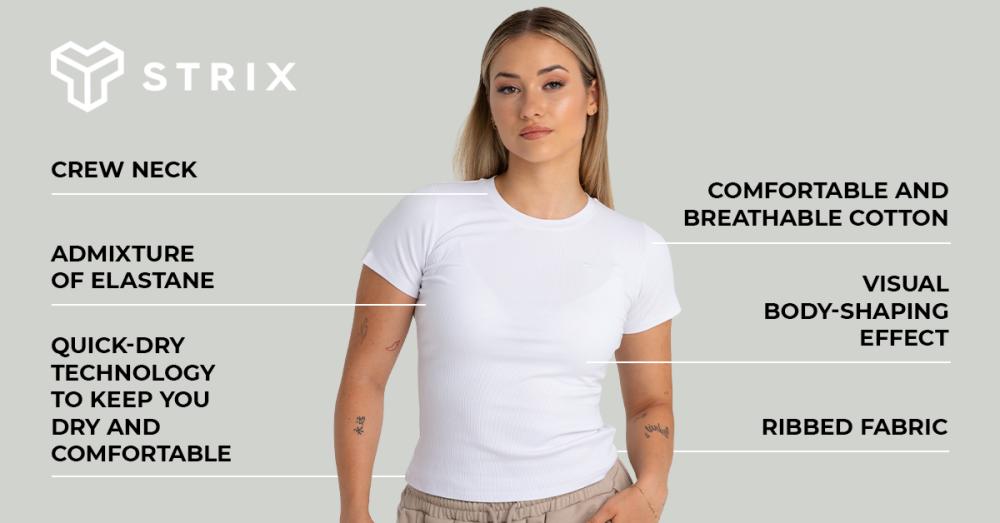 Women's Ribbed Tee White - STRIX