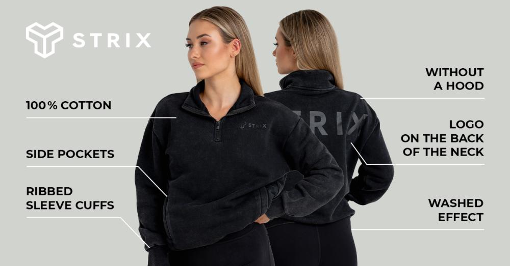 Women's Washed Jumper Black - STRIX