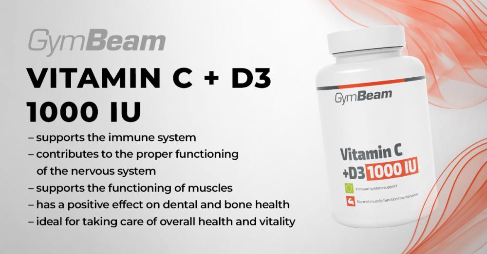 Vitamine C + D3 1000 IE - GymBeam