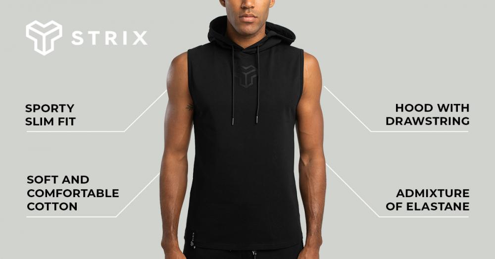 Tílko Essential Hoodie tank zwart - STRIX