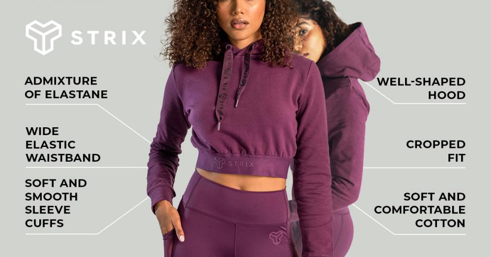 Women's Essential Cropped Hoodie Plum - STRIX