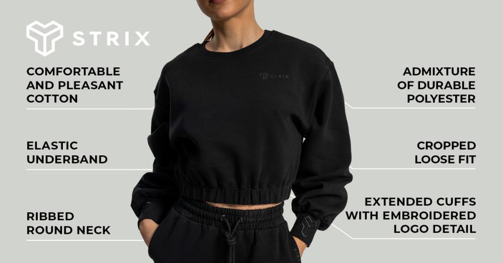 Women's Lunar Cropped Jumper Black - STRIX