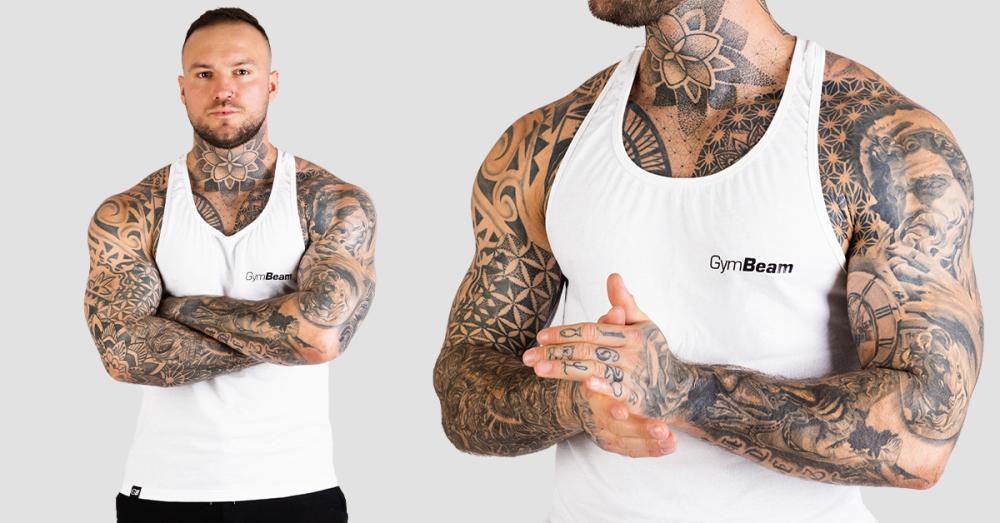 Heren Stringer Tank Top Wit - GymBeam