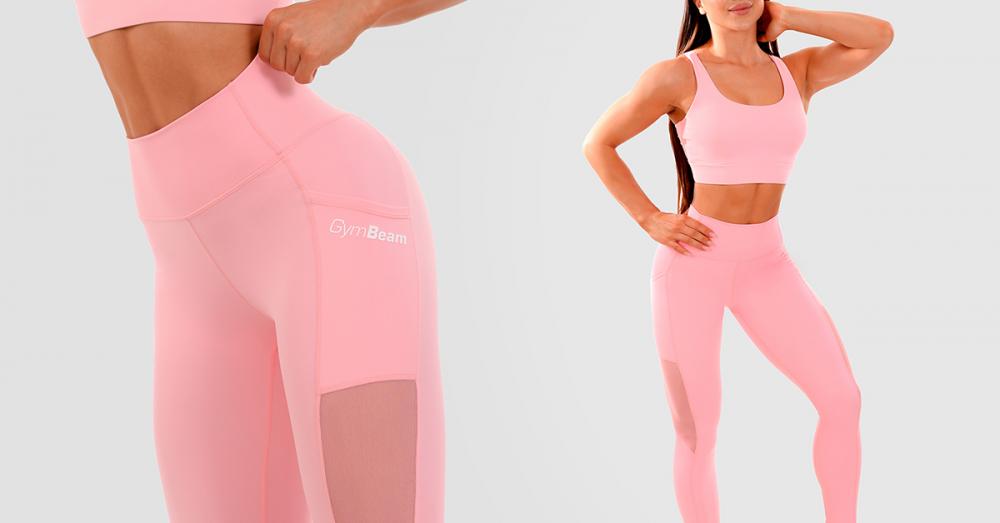 Mesh Panel Fitness Leggings roze - GymBeam