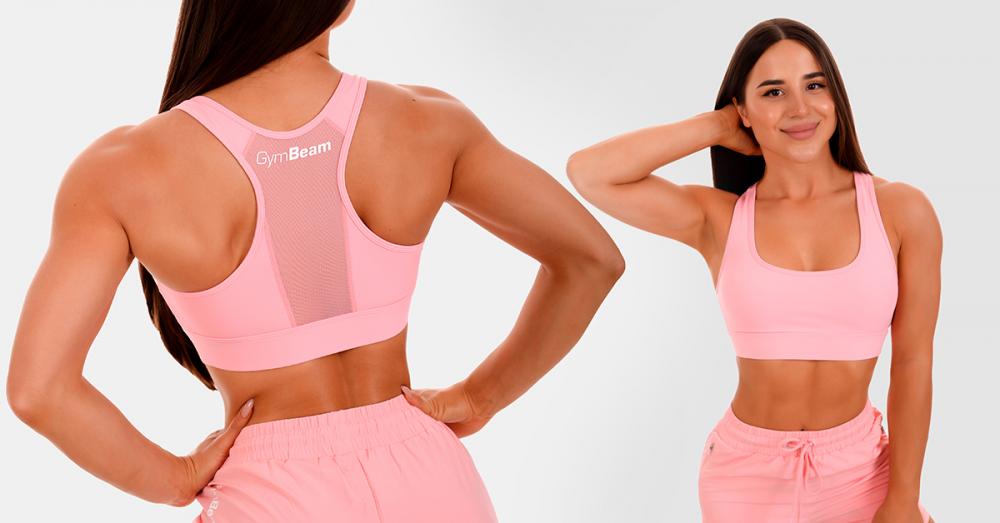 Mesh Panel Sports Bra roze - GymBeam
