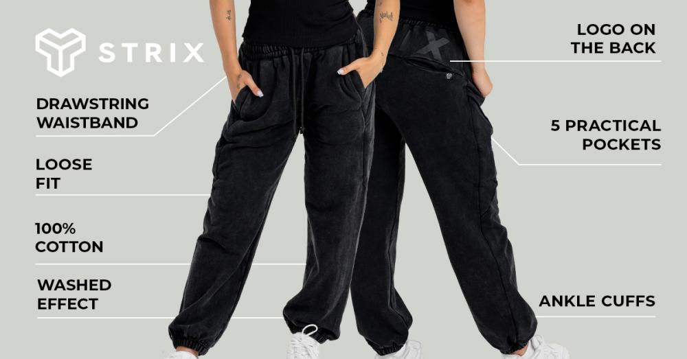 Women's Washed Joggers Black - STRIX