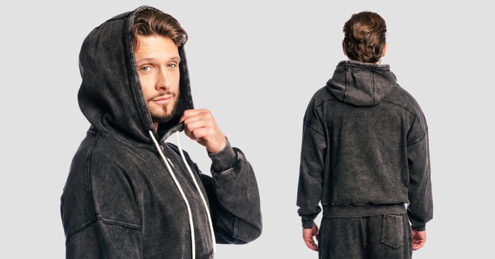 Aura Hoodie Washed Black - GymBeam