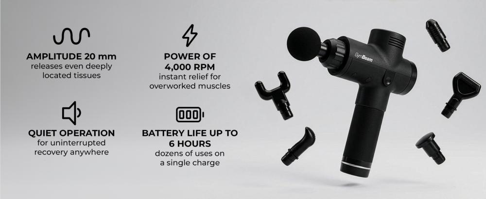 Voordelen en eigenschappen van Massage Gun VI Black - GymBeam