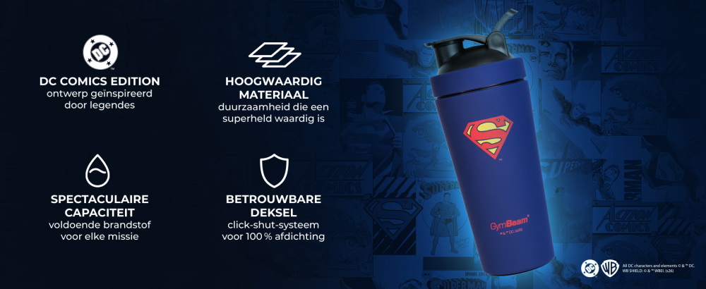 Kenmerken van Steel Shaker Superman™ 750 ml - GymBeam