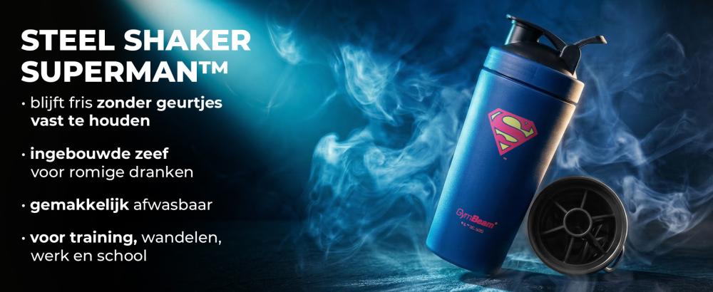 Voordelen van Steel Shaker Superman™ 750 ml - GymBeam