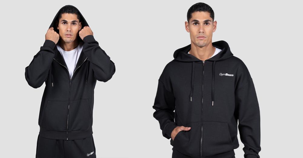 Relay Zip Hoodie Black - GymBeam