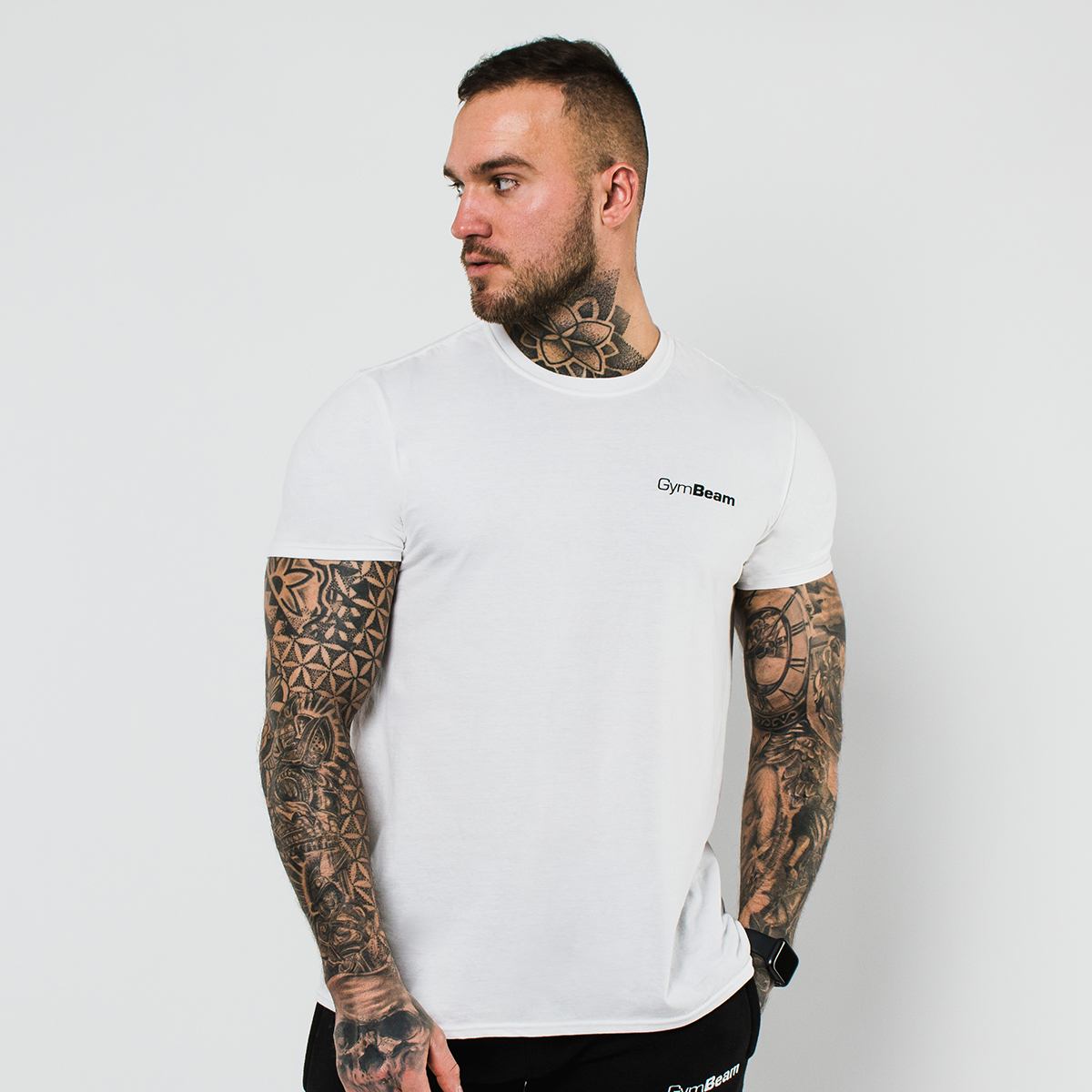 Heren Basic T-shirt Wit - GymBeam