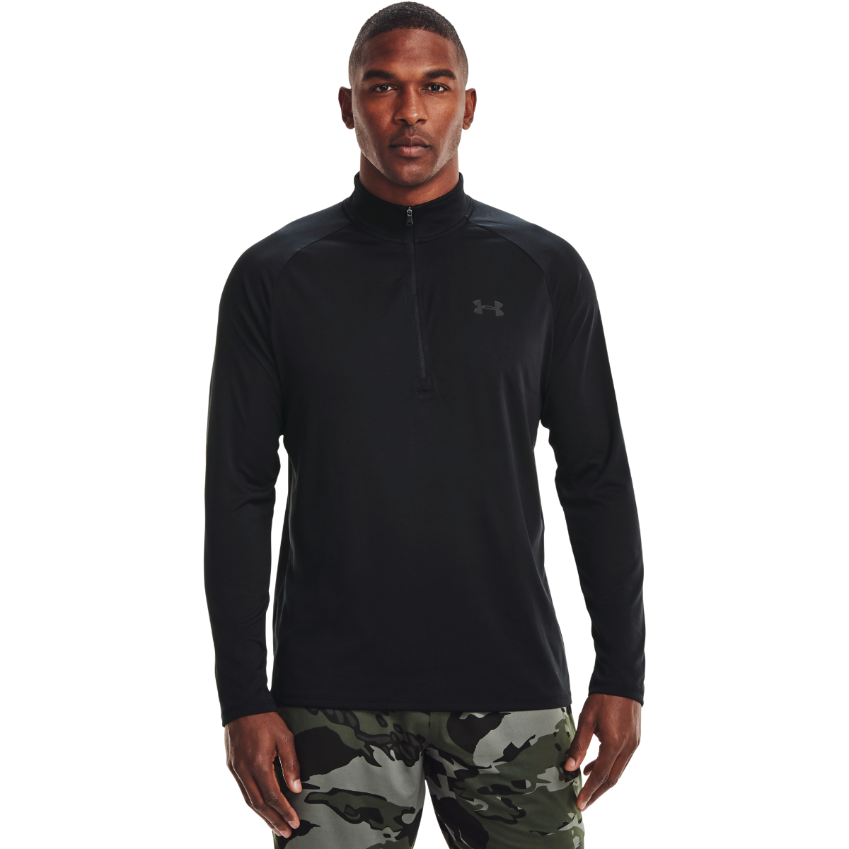 Mens T-shirt Tech 2.0 1/2 Zip Black - Under Armour