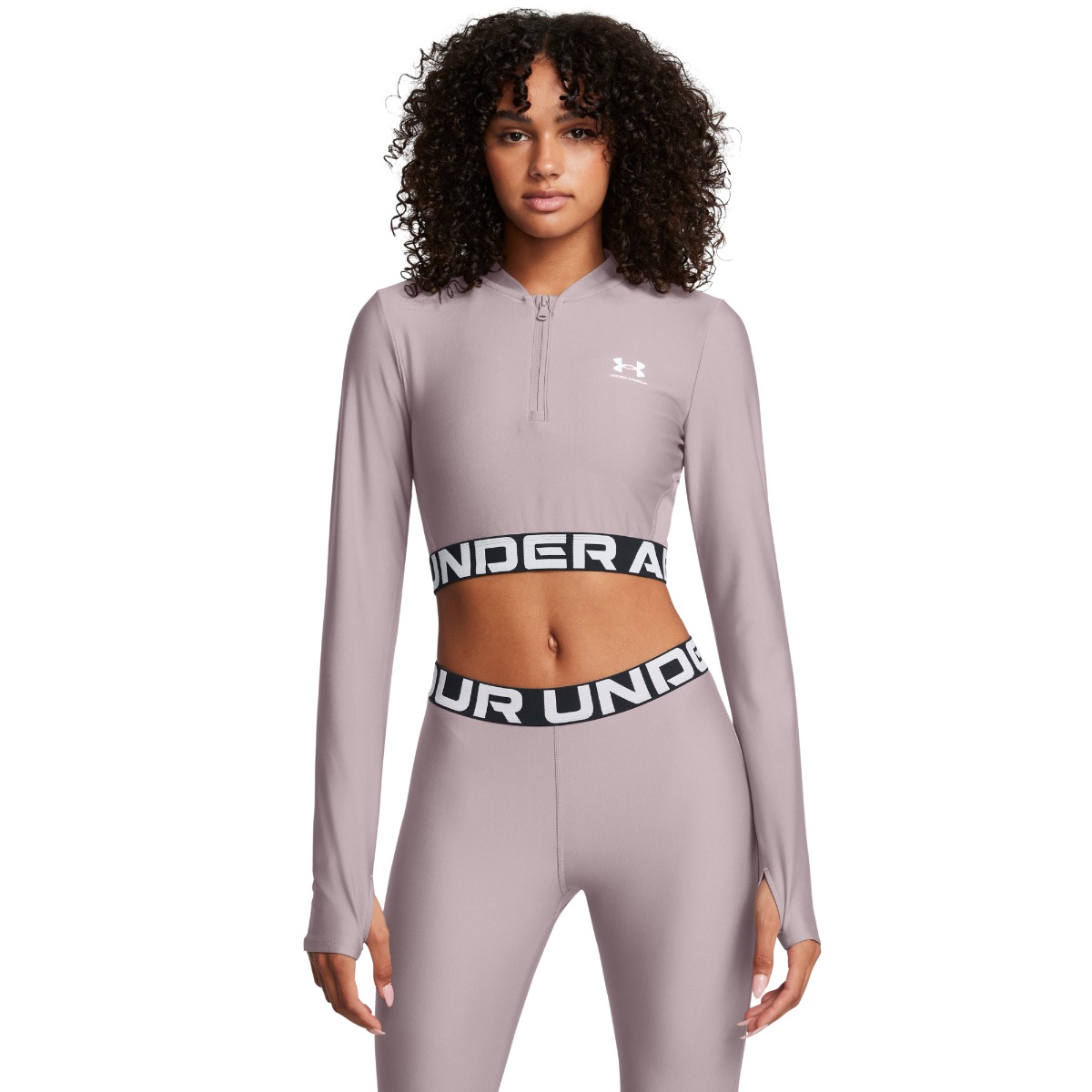 Women‘s top HeatGear Rib 1/4 Zip LS Grey - Under Armour