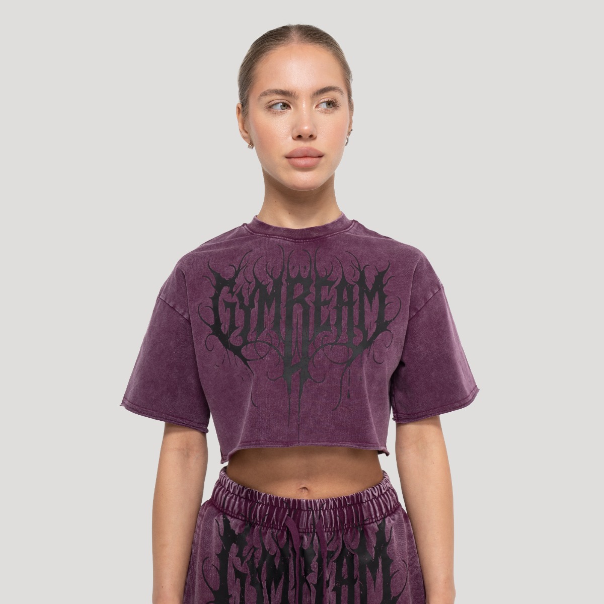 Women‘s Abyss Cropped T-shirt Raisin - GymBeam
