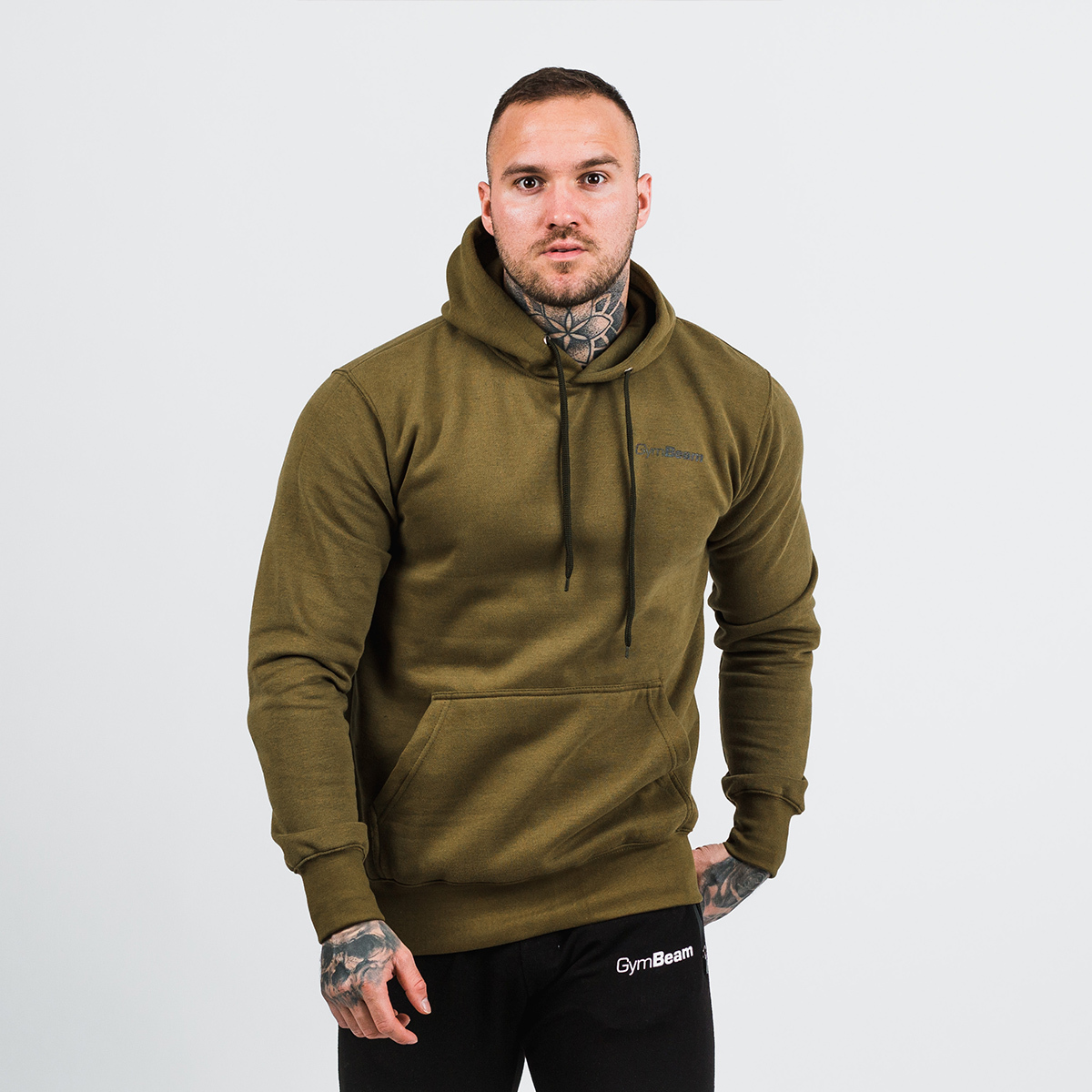 Heren Athlete Hoodie Militair Groen Zwart - GymBeam