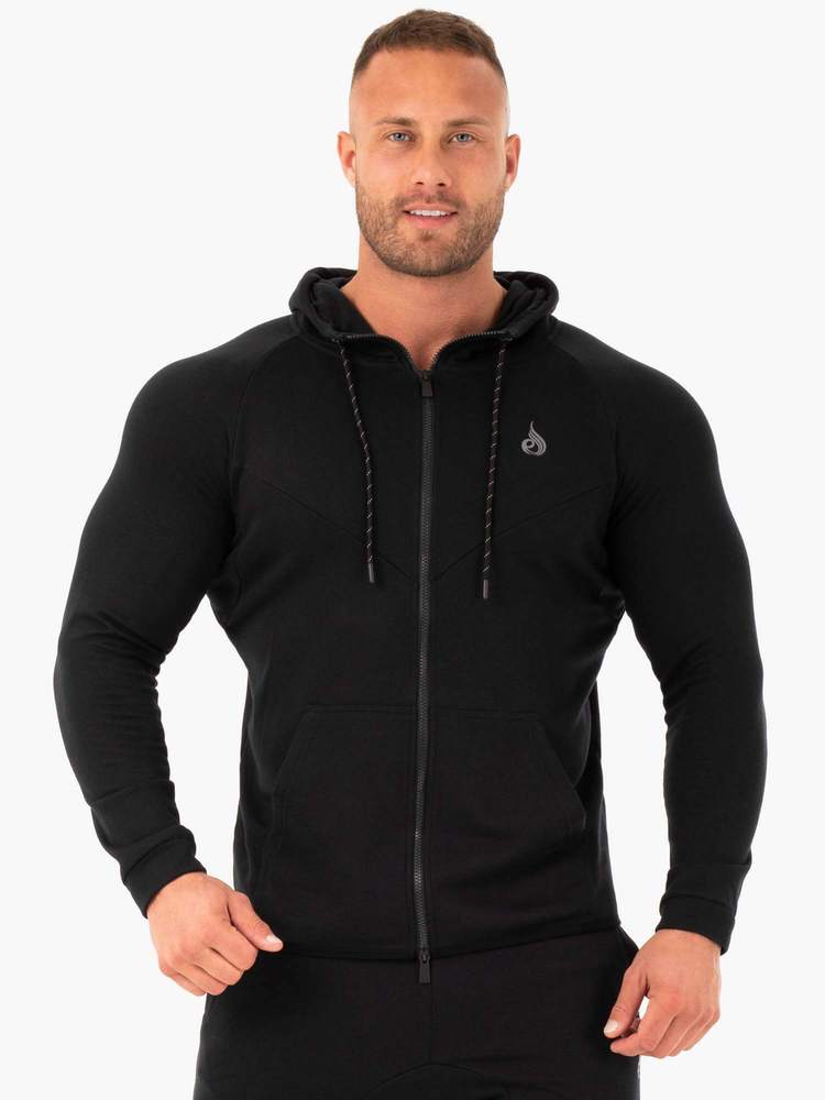 Men‘s Athletic Zip Up Hoodie Black - Ryderwear
