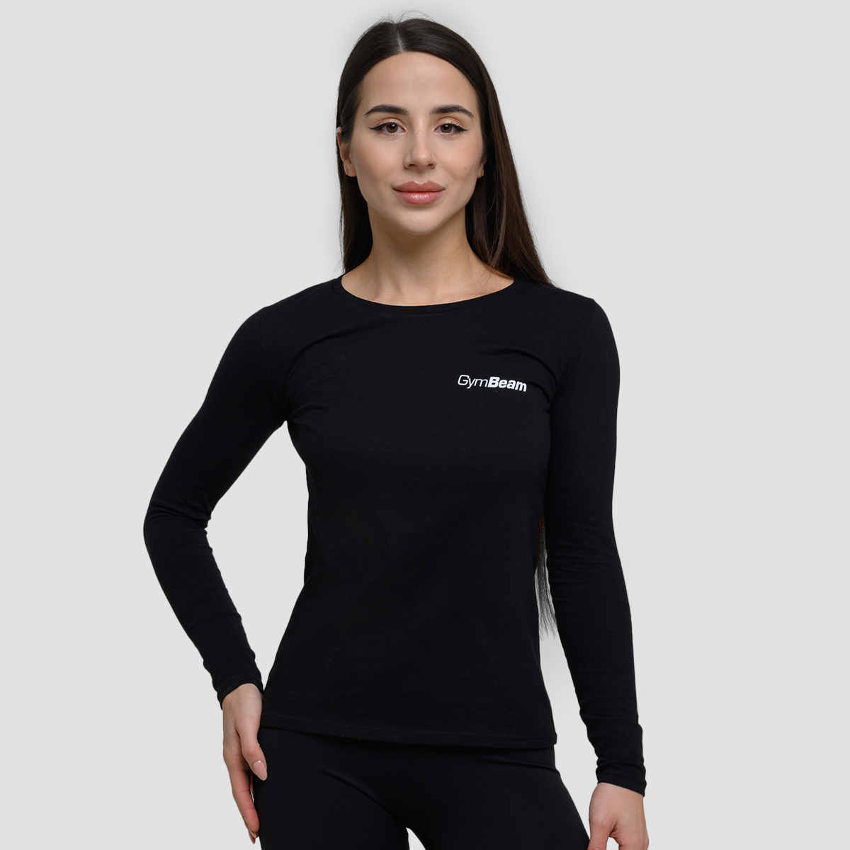Dames Basic T-shirt met lange mouwen Zwart - GymBeam