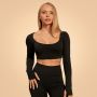 Women‘s Sense Crop Top Black - BeastPink L