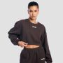 Women‘s Aura Cropped Sweatshirt Tee Brown - GymBeam XL