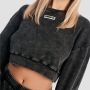 Women‘s Aura Cropped Sweatshirt Washed Black - GymBeam L