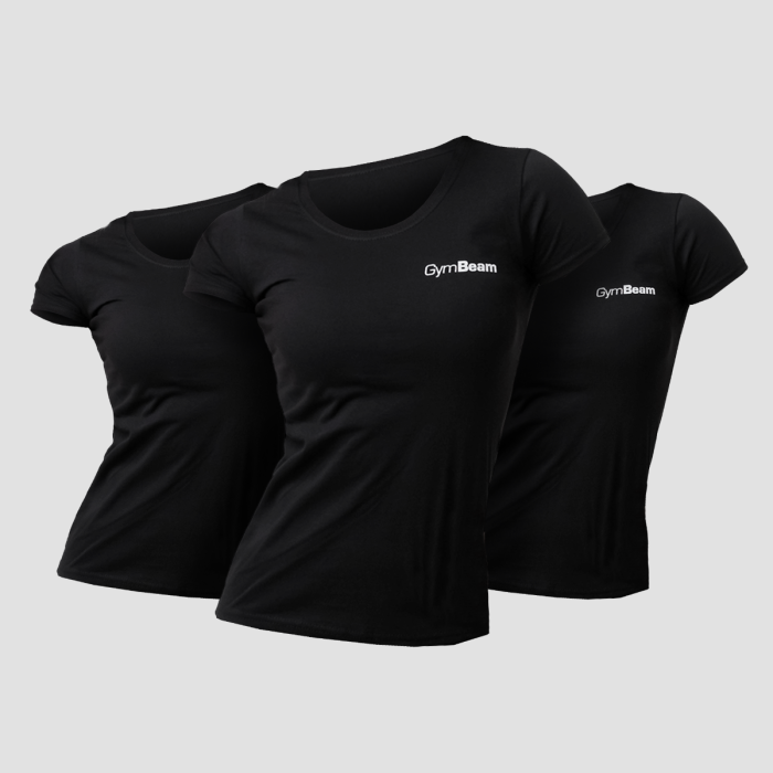 Women‘s Basic T-Shirt 3pack Black - GymBeam XXL - 3pack