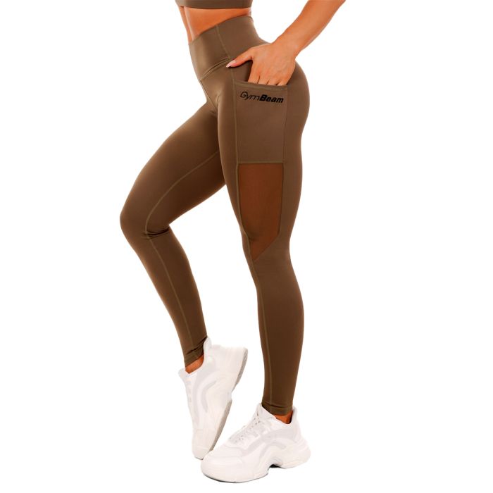 Women‘s Leggings Mesh Panel olive - GymBeam XL
