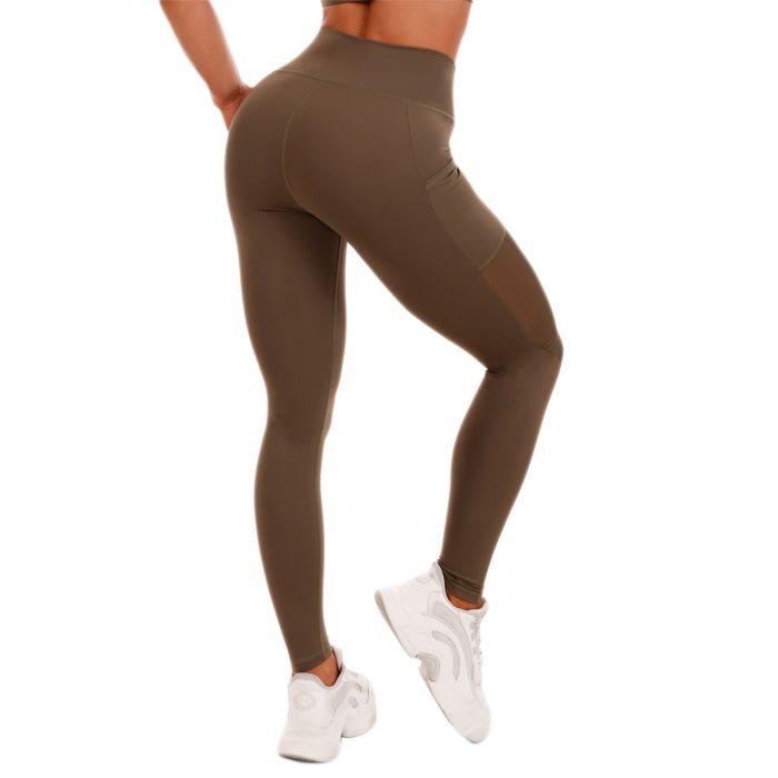 Women‘s Leggings Mesh Panel olive - GymBeam XL