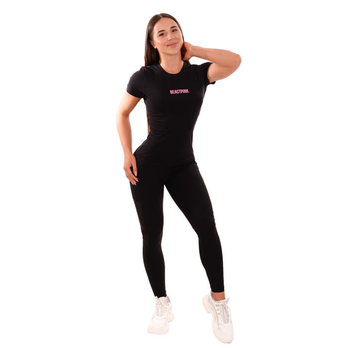 Women‘s Daily T-shirt Black - BeastPink XXL