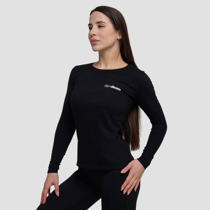 Women‘s Basic Long Sleeve T-Shirt Black - GymBeam XXL