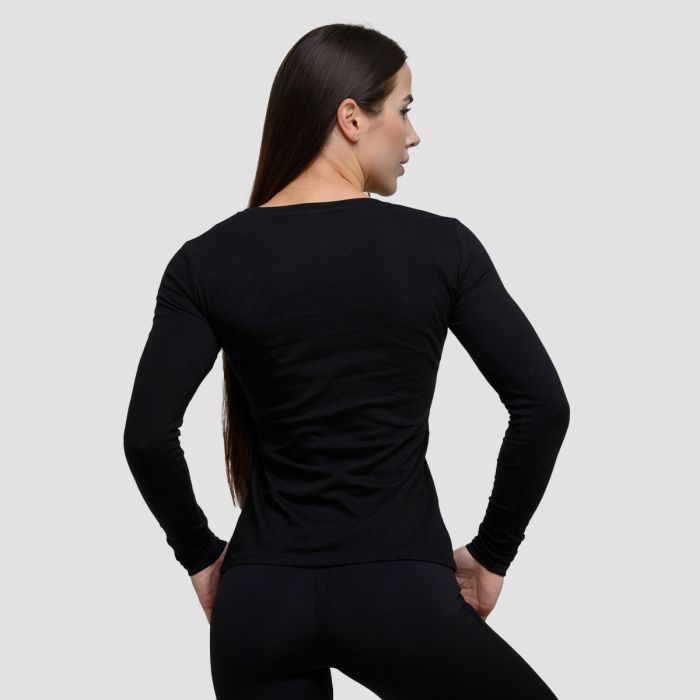 Women‘s Basic Long Sleeve T-Shirt Black - GymBeam XXL