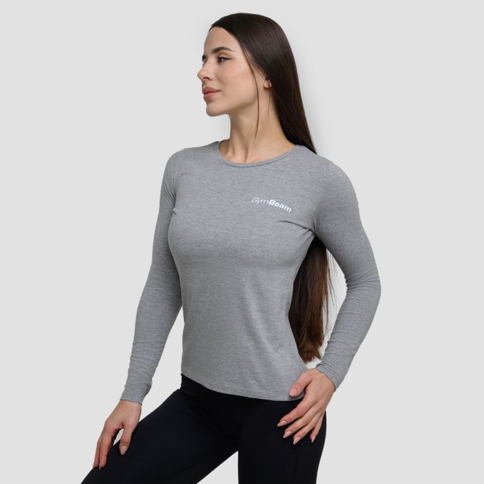 Women‘s Basic Long Sleeve T-Shirt Grey - GymBeam XXL