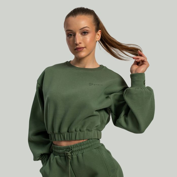 Women‘s Lunar Cropped Jumper Cedar Green - STRIX XXL