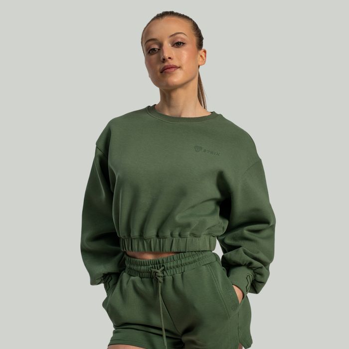 Women‘s Lunar Cropped Jumper Cedar Green - STRIX XXL
