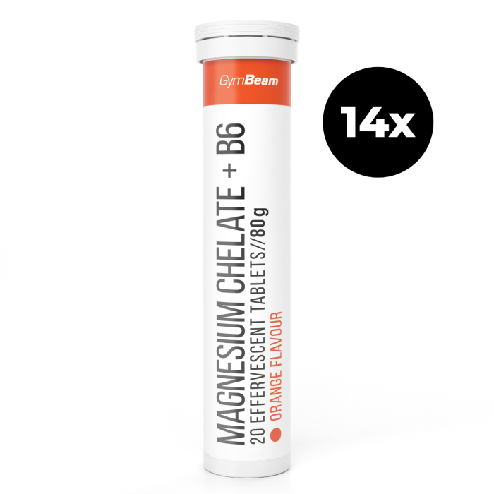 Magnesium chelate + B6 effervescent - GymBeam orange - 14 x 20 tab
