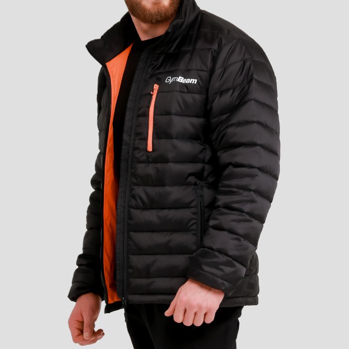 Men‘s Puffer Jacket Black/Orange - GymBeam XL