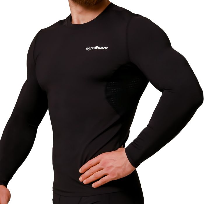 Mid Compression Long Sleeve T-shirt Black - GymBeam XXXL