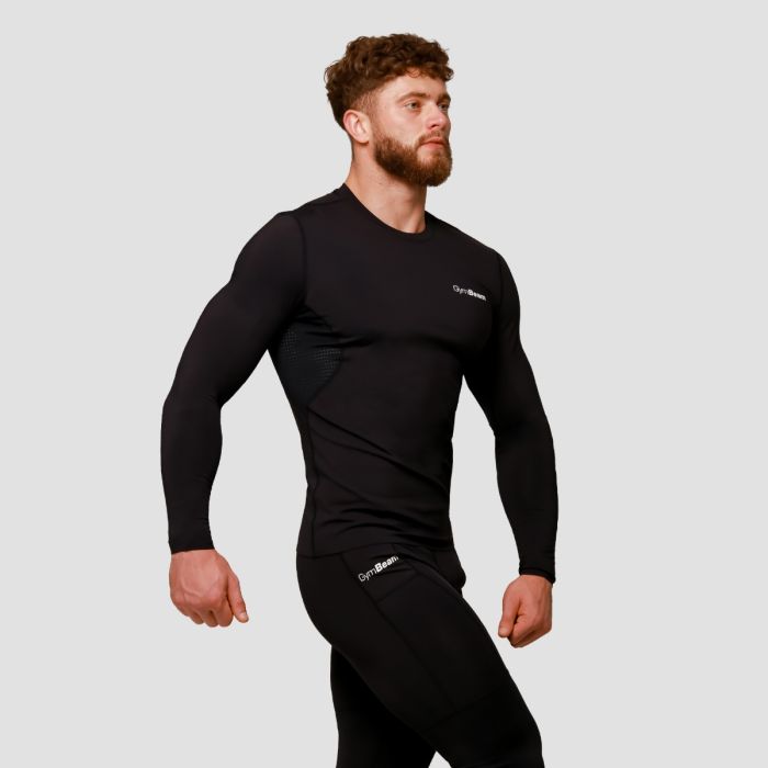 Mid Compression Long Sleeve T-shirt Black - GymBeam XXXL