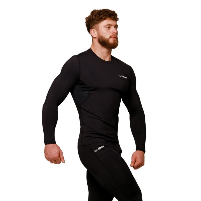 Mid Compression Long Sleeve T-shirt Black - GymBeam XXXL