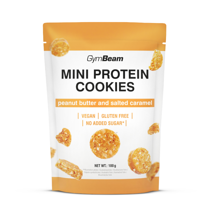 Mini Protein Cookies - GymBeam 20 x 100 g - peanut butter salted caramel