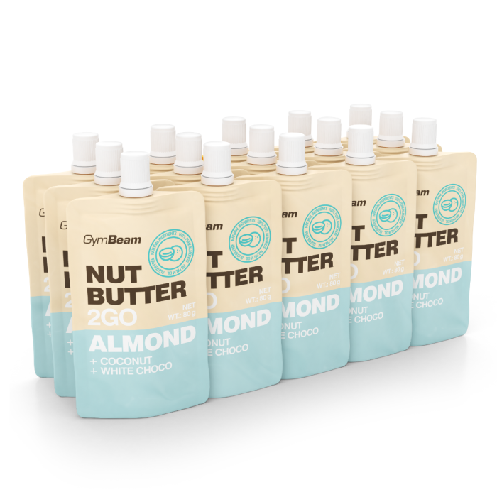 Nut Butter 2GO - almond butter with coconut and white chocolate - GymBeam 20 x 80 g