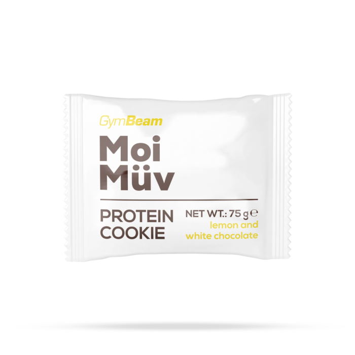 MoiMüv Protein Cookie - GymBeam lemon and white chocolate - 12 x 75 g