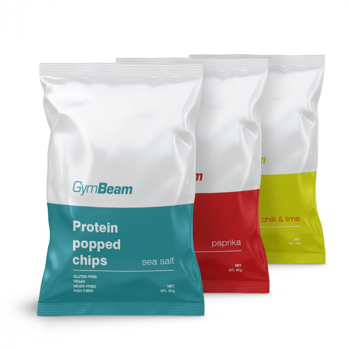 Protein chips - GymBeam 7 x 40 g - chilli and lime