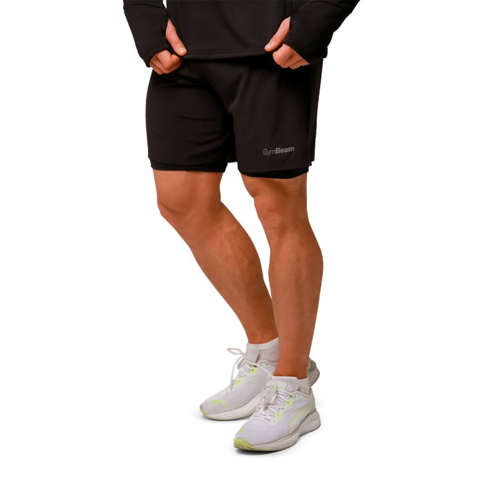 Pulse Running shorts 2in1 Black - GymBeam XXL