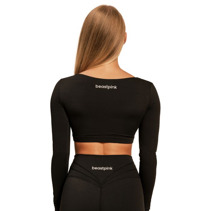 Women‘s Sense Crop Top Black - BeastPink L