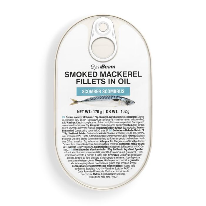 Smoked mackerel fillets in oil - GymBeam 170 g