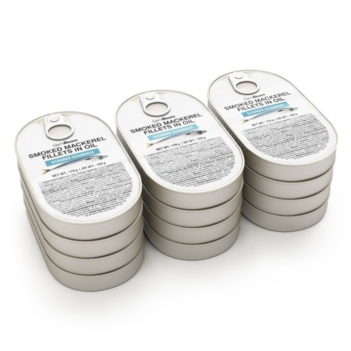 Smoked mackerel fillets in oil - GymBeam 170 g