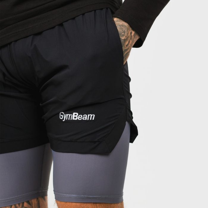 Men‘s 2in1 Shorts Black Grey - GymBeam XXL